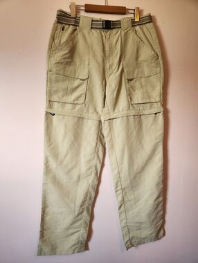 L.L. Bean Mens Tropicwear Zip-leg Cargo Convertible Beige Pants Size M EUC